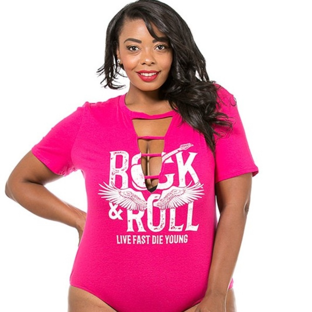 NEW PLUS SIZE ROCK & ROLL STRAPPY  BODYSUIT